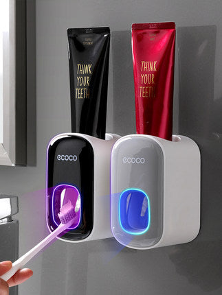 Juego de accesorios de baño con dispensador de pasta de dientes automático de montaje en pared