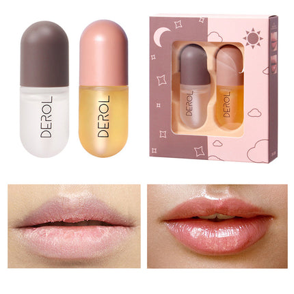Aceite Voluminizador Labial Instantáneo Día y Noche Transparente Nutritivo Duradero Reparador Reduce Líneas Finas Cuidado Labial Cosmético de Belleza
