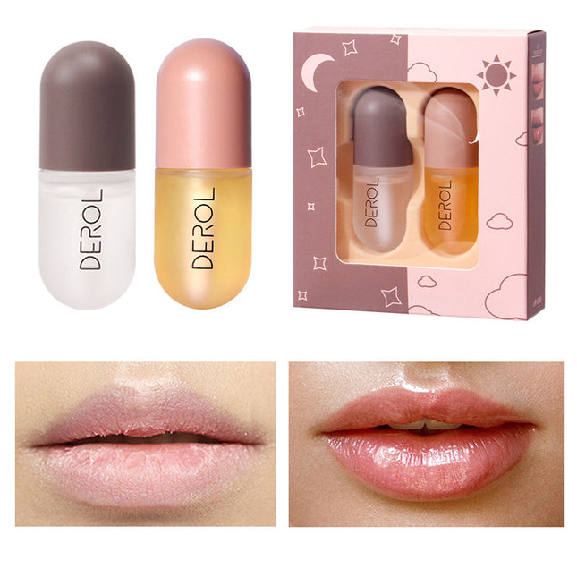 Aceite Voluminizador Labial Instantáneo Día y Noche Transparente Nutritivo Duradero Reparador Reduce Líneas Finas Cuidado Labial Cosmético de Belleza