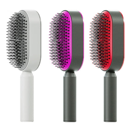 Cepillo de pelo autolimpiable para mujer, limpieza con una tecla, masaje de airbag anticaída, peine para el cuero cabelludo, cepillo antiestático.