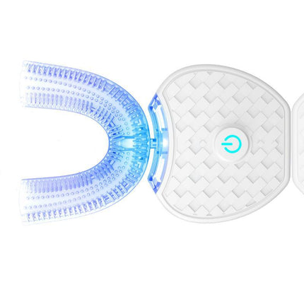 Cepillo de dientes eléctrico automático inteligente 360 grados resistente al agua tipo U blanqueador con luz azul carga USB