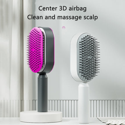 Cepillo de pelo autolimpiable para mujer, limpieza con una tecla, masaje de airbag anticaída, peine para el cuero cabelludo, cepillo antiestático.