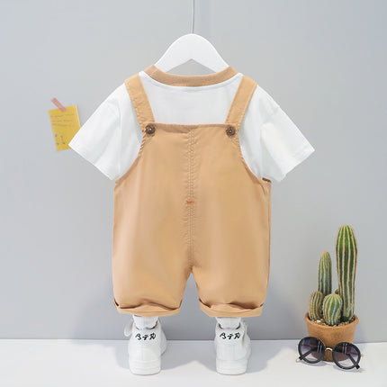 Ropa infantil, hombres y mujeres, bebé, verano, dibujos animados, peto de manga corta.