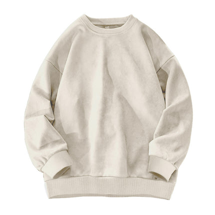 Sudadera con capucha de ante y polar de color liso con cuello redondo
