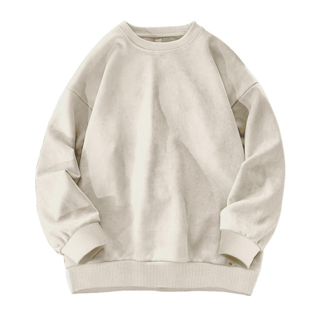 Sudadera con capucha de ante y polar de color liso con cuello redondo