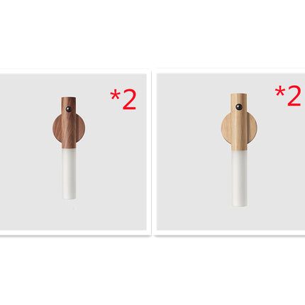 Luz nocturna LED USB magnética de madera inalámbrica para pasillos, porche, sensor de movimiento PIR, lámpara de pared, lámpara de armario