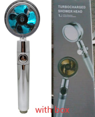 Cabezal de ducha de bajo consumo, con giro de 360 grados y pequeño ventilador, boquilla de ABS a alta presión, accesorios de baño