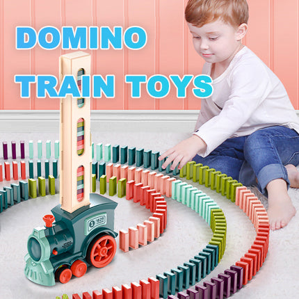 Domino Tren Juguetes para Bebé Coche Puzle Lanzamiento Automático Con Licencia Eléctrico Bloques de Construcción Tren Juguete