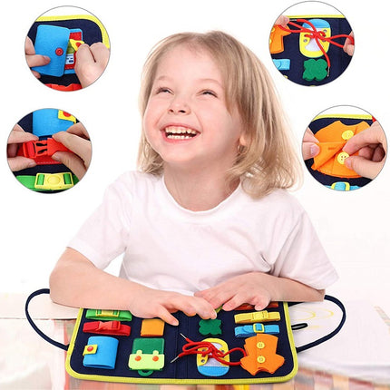 Nuevo Busy Book Tablero de actividades para niños, vestirse y abrocharse, aprendizaje del bebé, educación temprana, preescolar, juguete sensorial de aprendizaje