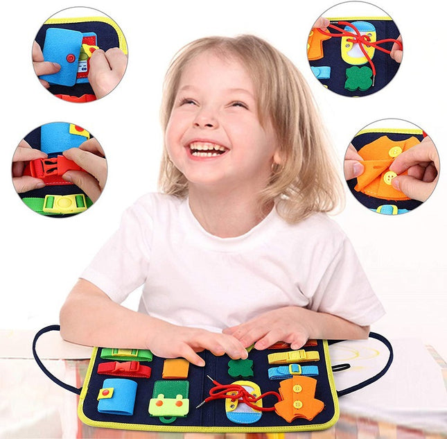 Nuevo Busy Book Tablero de actividades para niños, vestirse y abrocharse, aprendizaje del bebé, educación temprana, preescolar, juguete sensorial de aprendizaje