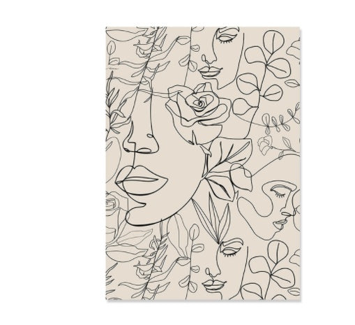 Decoración del hogar de lienzo bohemio con líneas abstractas