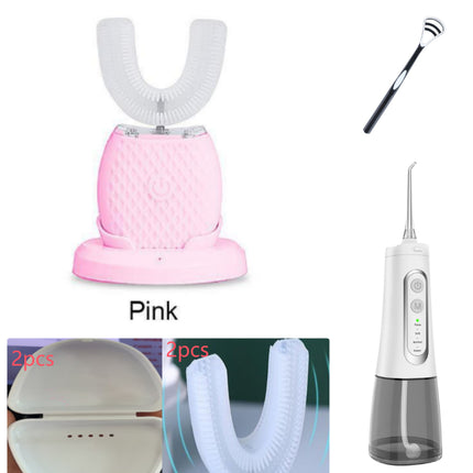 Cepillo de dientes eléctrico automático inteligente 360 grados resistente al agua tipo U blanqueador con luz azul carga USB