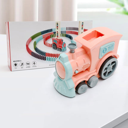 Domino Tren Juguetes para Bebé Coche Puzle Lanzamiento Automático Con Licencia Eléctrico Bloques de Construcción Tren Juguete