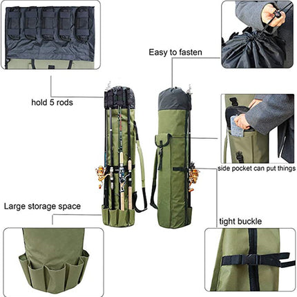 Cilindro Exterior Bolsa de Pesca Multifuncional Bolsa de Caña de Pescar Bolsa de Almacenamiento de Equipo de Pesca de Mar