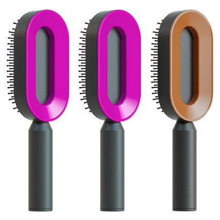 Cepillo de pelo autolimpiable para mujer, limpieza con una tecla, masaje de airbag anticaída, peine para el cuero cabelludo, cepillo antiestático.