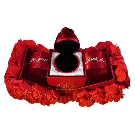 Caja de regalo de jabón con rosa para el Día de San Valentín, caja de joyería con flor eterna y collar con colgante de cristal, regalo de cumpleaños de boda para novia