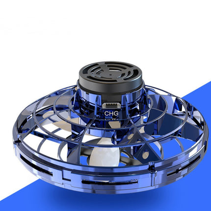 Mini giroscopio de punta de dedo interactivo, dron de descompresión, helicóptero volador tipo OVNI con LED, juguete giratorio para niños