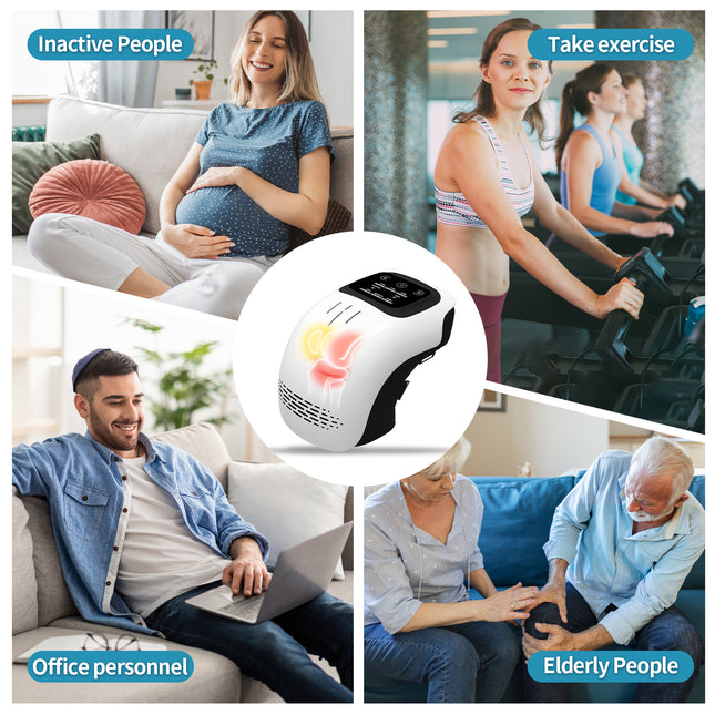 Masajeador de rodilla con calefacción de amasado inteligente eléctrico para uso doméstico inteligente, alivio del dolor recargable, masajeador de rodilla con vibración láser infrarroja