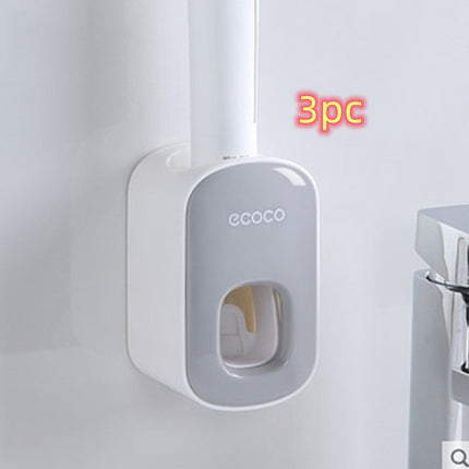 Juego de accesorios de baño con dispensador de pasta de dientes automático de montaje en pared