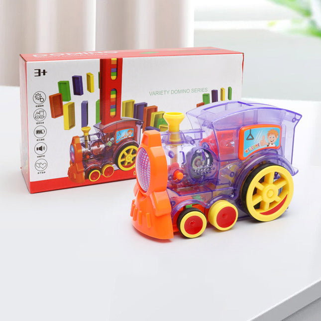 Domino Tren Juguetes para Bebé Coche Puzle Lanzamiento Automático Con Licencia Eléctrico Bloques de Construcción Tren Juguete