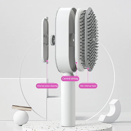 Cepillo de pelo autolimpiable para mujer, limpieza con una tecla, masaje de airbag anticaída, peine para el cuero cabelludo, cepillo antiestático.