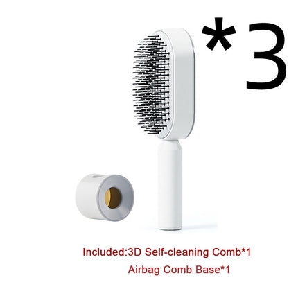 Cepillo de pelo autolimpiable para mujer, limpieza con una tecla, masaje de airbag anticaída, peine para el cuero cabelludo, cepillo antiestático.