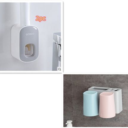 Juego de accesorios de baño con dispensador de pasta de dientes automático de montaje en pared
