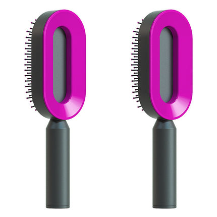 Cepillo de pelo autolimpiable para mujer, limpieza con una tecla, masaje de airbag anticaída, peine para el cuero cabelludo, cepillo antiestático.