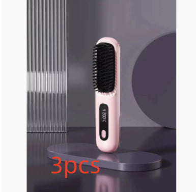 Peine de pelo liso 2 en 1 Cepillo alisador inalámbrico Calentamiento rápido Rizador portátil Carga USB