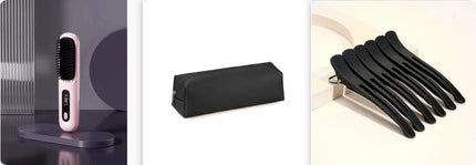 Peine de pelo liso 2 en 1 Cepillo alisador inalámbrico Calentamiento rápido Rizador portátil Carga USB
