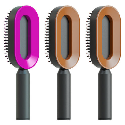 Cepillo de pelo autolimpiable para mujer, limpieza con una tecla, masaje de airbag anticaída, peine para el cuero cabelludo, cepillo antiestático.