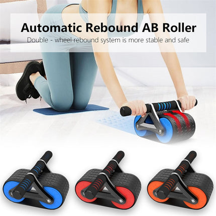 Ejercitador abdominal de doble rueda para hombres y mujeres, rodillo de rueda abdominal con rebote automático, entrenador de cintura, dispositivos de ejercicio para gimnasio y hogar
