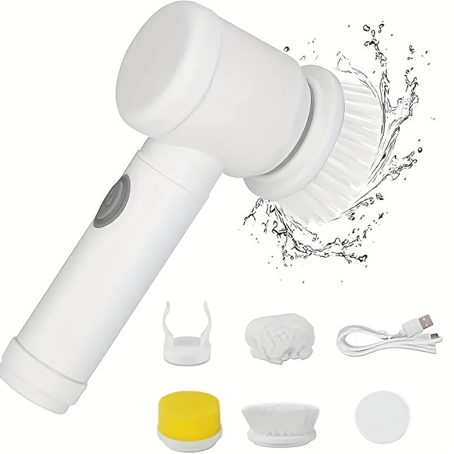 1 cepillo de limpieza eléctrico giratorio, limpiador de cocina de mano recargable por USB sin cable, cepillo de limpieza de baño recargable, cepillo de limpieza eléctrico giratorio automático para limpieza