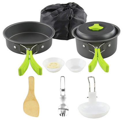 Juego de utensilios de cocina para camping, kit de cocina para exteriores, equipo de aluminio, olla para exteriores, vajilla de viaje, cocina, senderismo, picnic, barbacoa
