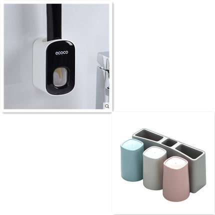 Juego de accesorios de baño con dispensador de pasta de dientes automático de montaje en pared