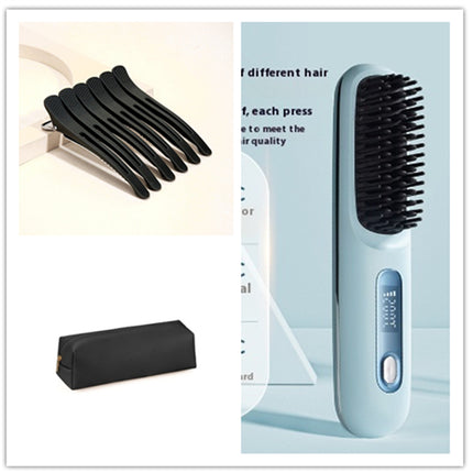 Peine de pelo liso 2 en 1 Cepillo alisador inalámbrico Calentamiento rápido Rizador portátil Carga USB
