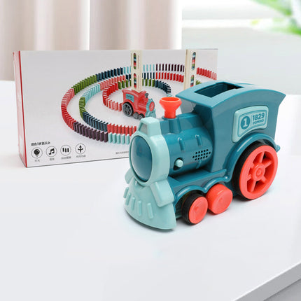 Domino Tren Juguetes para Bebé Coche Puzle Lanzamiento Automático Con Licencia Eléctrico Bloques de Construcción Tren Juguete