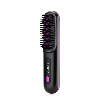 Peine de pelo liso 2 en 1 Cepillo alisador inalámbrico Calentamiento rápido Rizador portátil Carga USB