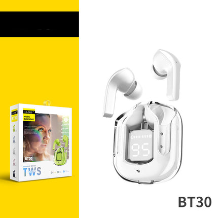 Nuevos mini auriculares Bluetooth inalámbricos transparentes con pantalla digital, reducción de ruido ENC, verdadero sonido inalámbrico deportivo