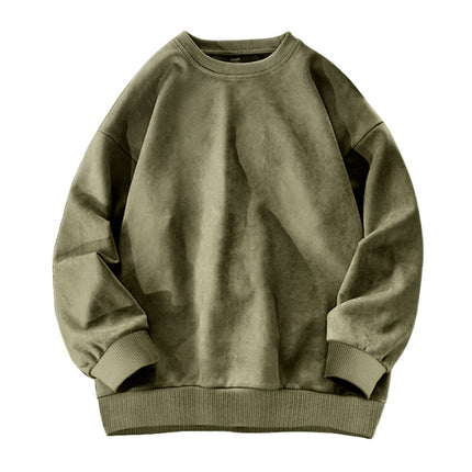 Sudadera con capucha de ante y polar de color liso con cuello redondo