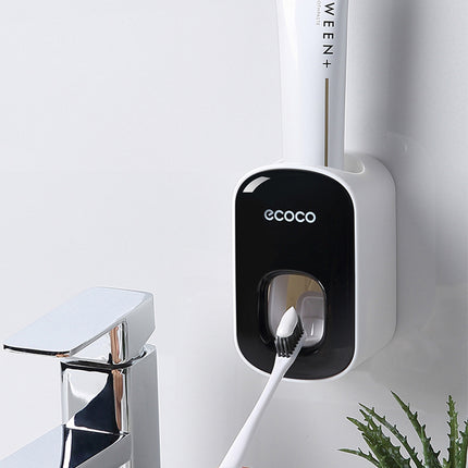 Juego de accesorios de baño con dispensador de pasta de dientes automático de montaje en pared