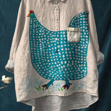 Camisa informal de manga larga con cuello en V y un solo botón con estampado de grafiti