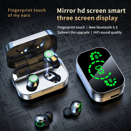Auriculares inalámbricos Bluetooth YD03 TWS con pantalla grande inteligente, pantalla digital y luz de respiración intrauditivos