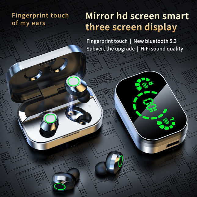 Auriculares inalámbricos Bluetooth YD03 TWS con pantalla grande inteligente, pantalla digital y luz de respiración intrauditivos