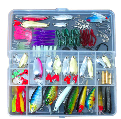 132 Uds. Juego de Señuelos de Pesca Mixtos con Anzuelos Minnow Kit de Señuelos de Pesca en Caja Cebo Artificial