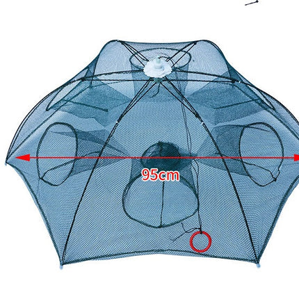Red reforzada de 4-20 agujeros para pesca automática, jaula para camarones de nailon plegable, trampa para peces, red de lanzamiento, trampa plegable para cangrejos, red de pesca