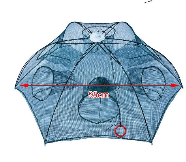 Red reforzada de 4-20 agujeros para pesca automática, jaula para camarones de nailon plegable, trampa para peces, red de lanzamiento, trampa plegable para cangrejos, red de pesca