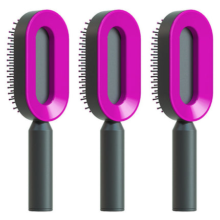 Cepillo de pelo autolimpiable para mujer, limpieza con una tecla, masaje de airbag anticaída, peine para el cuero cabelludo, cepillo antiestático.