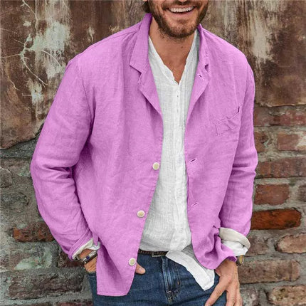 Camisas de manga larga para hombre, versátil, informal, holgada, tipo chaqueta