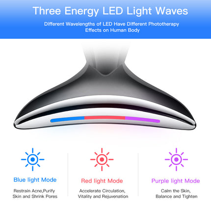 Dispositivo de belleza de cuello y cara por microcorriente EMS con terapia de fotones LED de 3 colores, para tensar la piel, reducir la papada, dispositivos de lifting facial